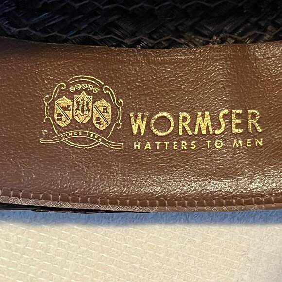 VINTAGE WORMSER MACORA STRAW HAT, 7 1/4 Brown, Rolled Brim, Floral Band New York - Picture 2 of 13